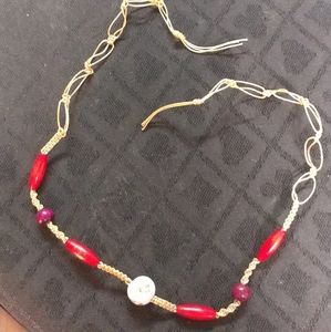 Handwoven Double Wrap Wood & Ceramic Bracelet/Necklace